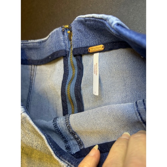 Free‎ People Modern Femme Two Tone Denim Mini Pencil Skirt Size 2 Blue - Picture 5 of 12